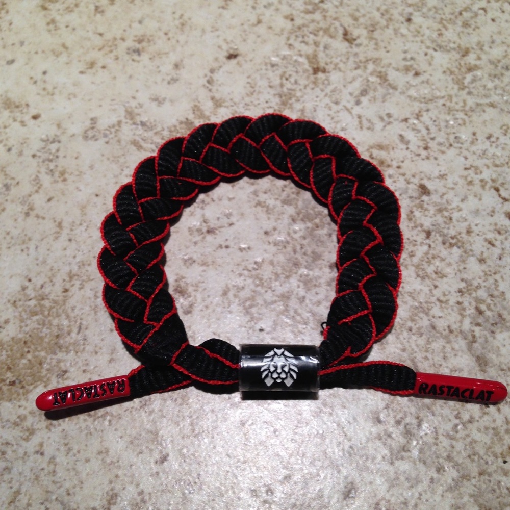 Rastaclat Bracelet Wristband Shoelace Red Black